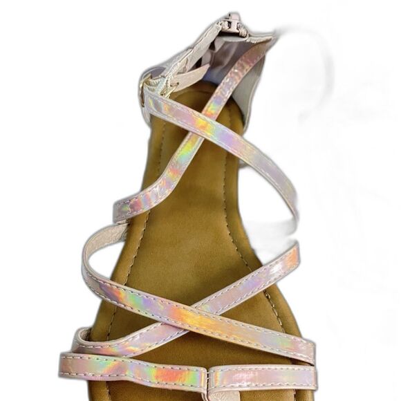 Luffymomo Pink iridescent feminine Women's Gladiator Strappy Sandals Size 8 - Picture 4 of 15
